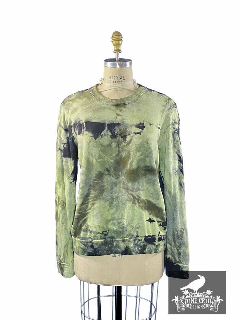 Unisex Crew Neck Tie-Dyed Pull-Over Sweatshirt Glacier Blue